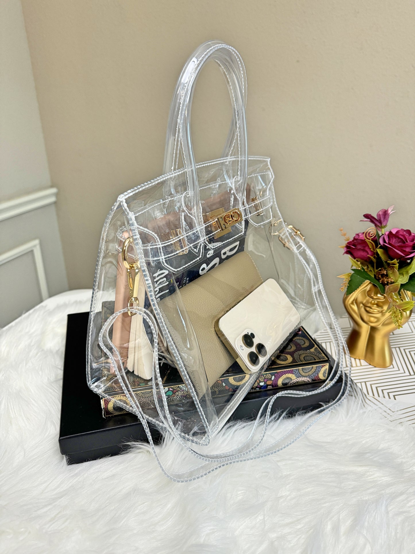 Clear Stadium Concert Bag | Clear Handbag | Stadium Approved | Top Handle Crossbody Bag | Gifts for Hers